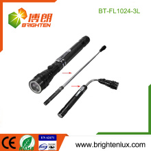 Ningbo Manufacturer Metal Material Button Cell Operated 3 led Pick-up telescopic flashlight